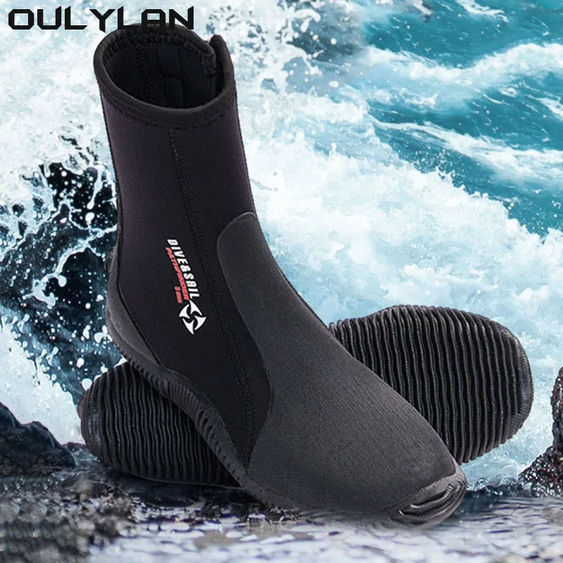 Oulylan Premium Neoprene Diving Boot 5m Water Shoes Wetsuit Booties With Anti-Slip Rubber Sole  Zipper For Surf Scuba 1 Pair