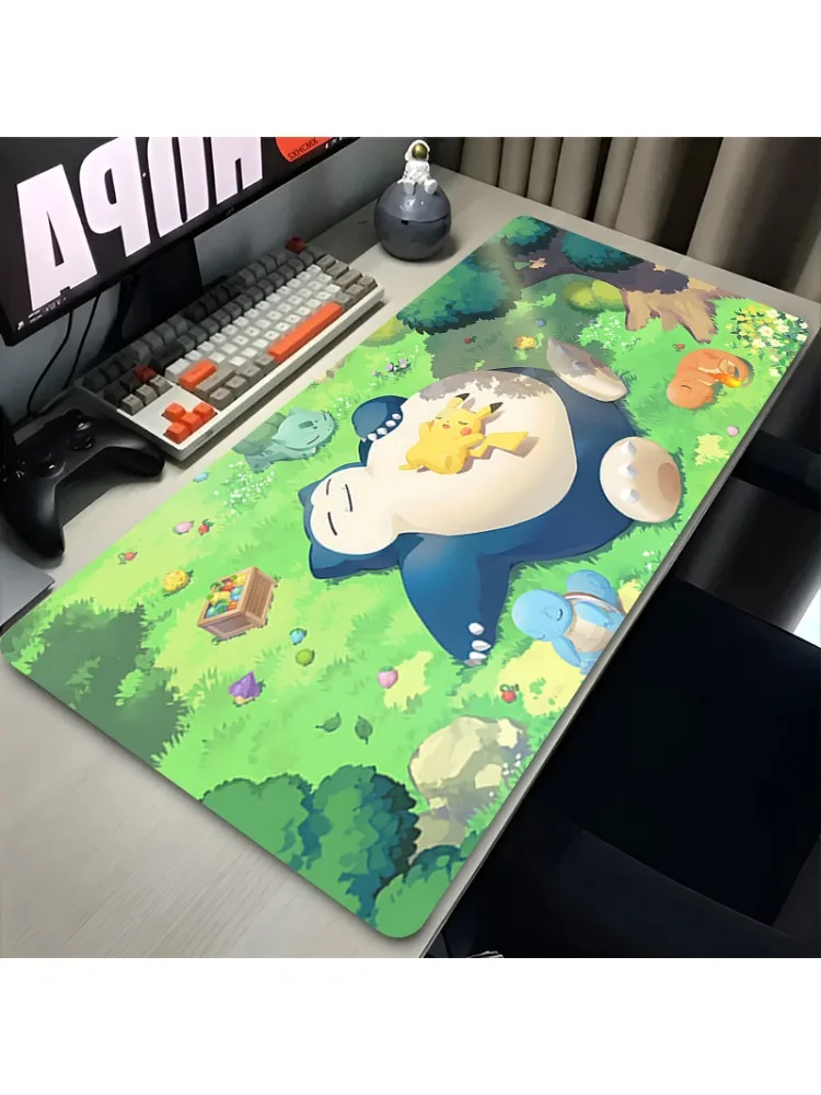 Tapis de souris grand format XXL, tapis de souris pour clavier, antidérapant, gamer, tapis de souris Snorlax, ordinateur portable, accessoires PC HD, tapis de souris P-Pokemon