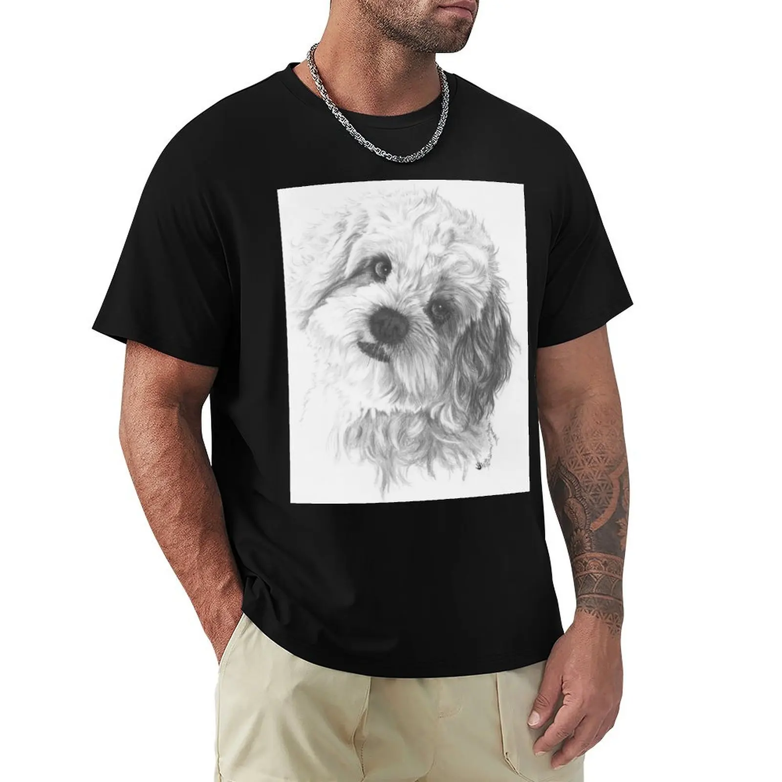 Camiseta Cavachon Portrait in Graphite, camiseta de manga corta para ejercicio físico