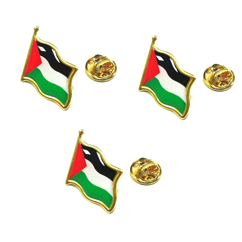 3Pcs YILUOCD Palestine Flag Metal Enamel Pin National Country Flag Brooch Personality Lapel Badge Patriotic Souvenir Accessories Suit Jacket Jewelry Gift