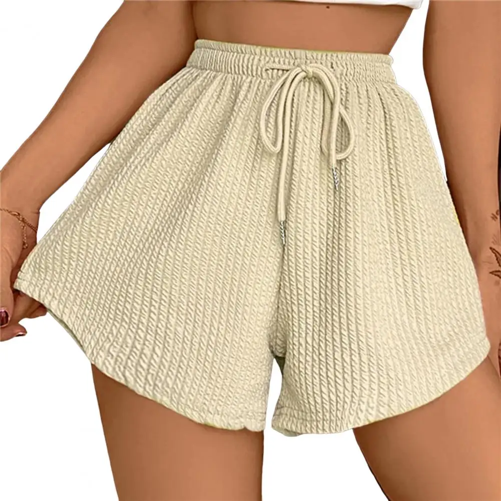 Summer Women Shorts Drawstring Loose Irrgular Hem Pocketed A-line Thin Sport Homewear Short Pants