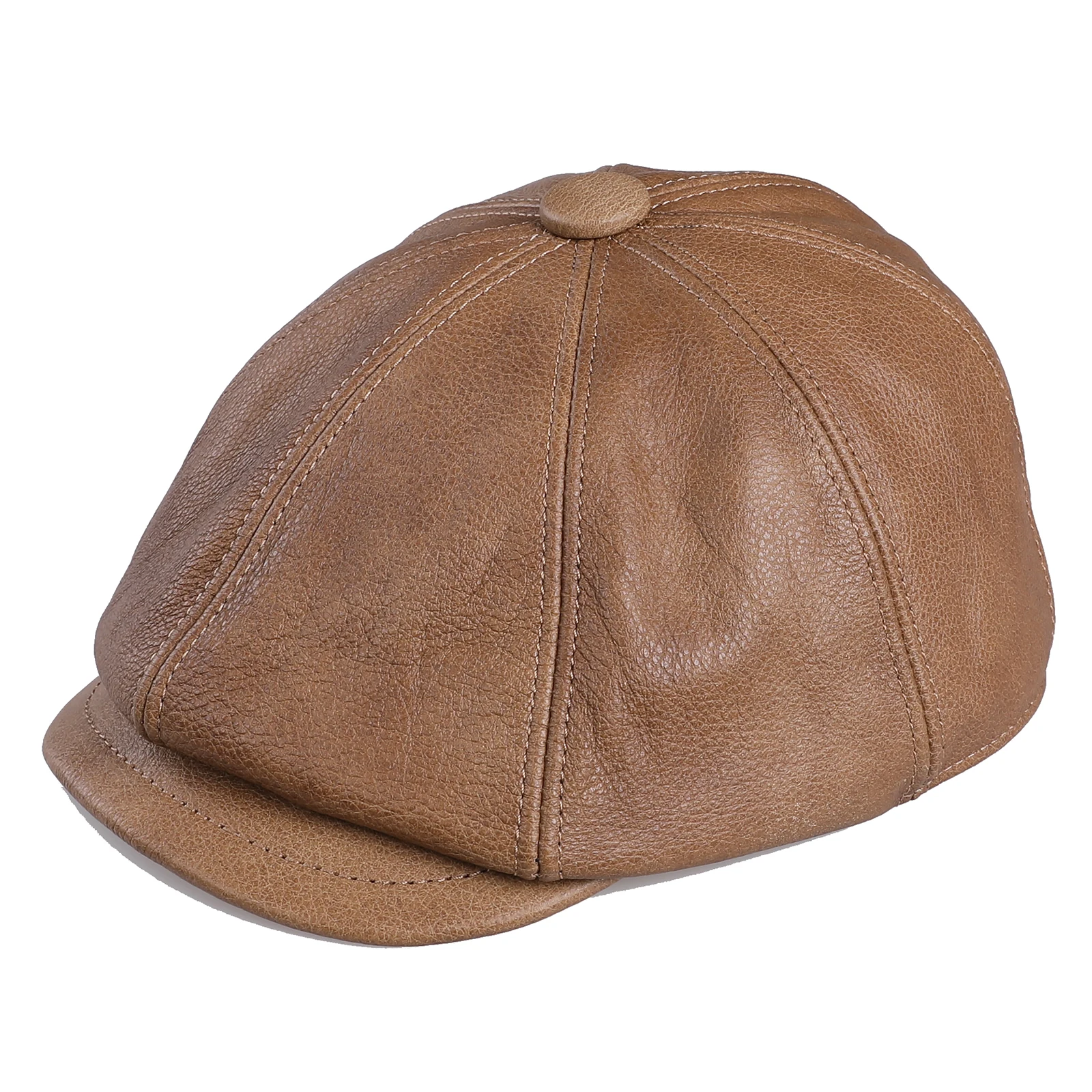 Boonjovia Herren Newsboy Flat Cap echtes Rindsleder Gatsby Efeu Golf Cabbie Fahr hut 8 Panels klassisches Design – Detail 2