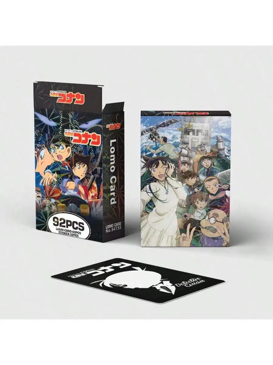 Detective Conan HD fotokaartenset - 60 stuks kaart 32 stuks sticker anime verzamelbare LOMO-kaarten voor fans en verzamelaars