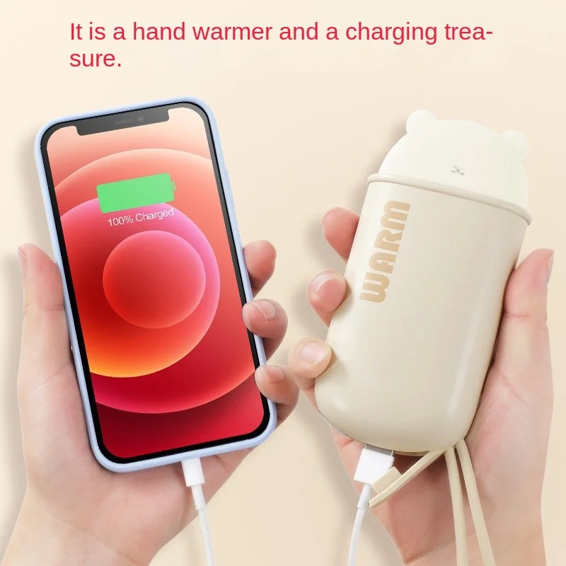 New Hand Warmer Power Bank Two-in-One Winter PortableUSBNight Light Mini Bear Charging Hand Warmer Wholesale