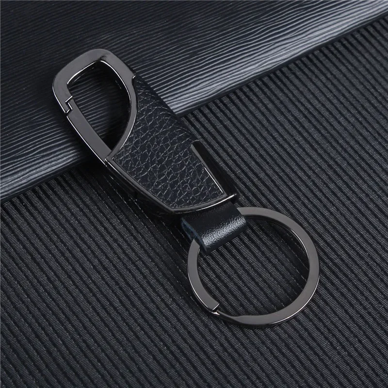 Leather Men Keychain Black Keyring Holder Stylish Waist Hang Anti-Loss Keychain Car Accessoires