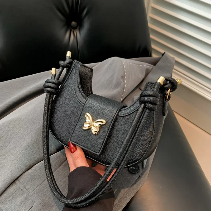 

Winter Popular New Niche Design Shoulder Bag Women's Foreign Butterfly Crossbody Bag Solid Color Personality Tide Shoulder Bag