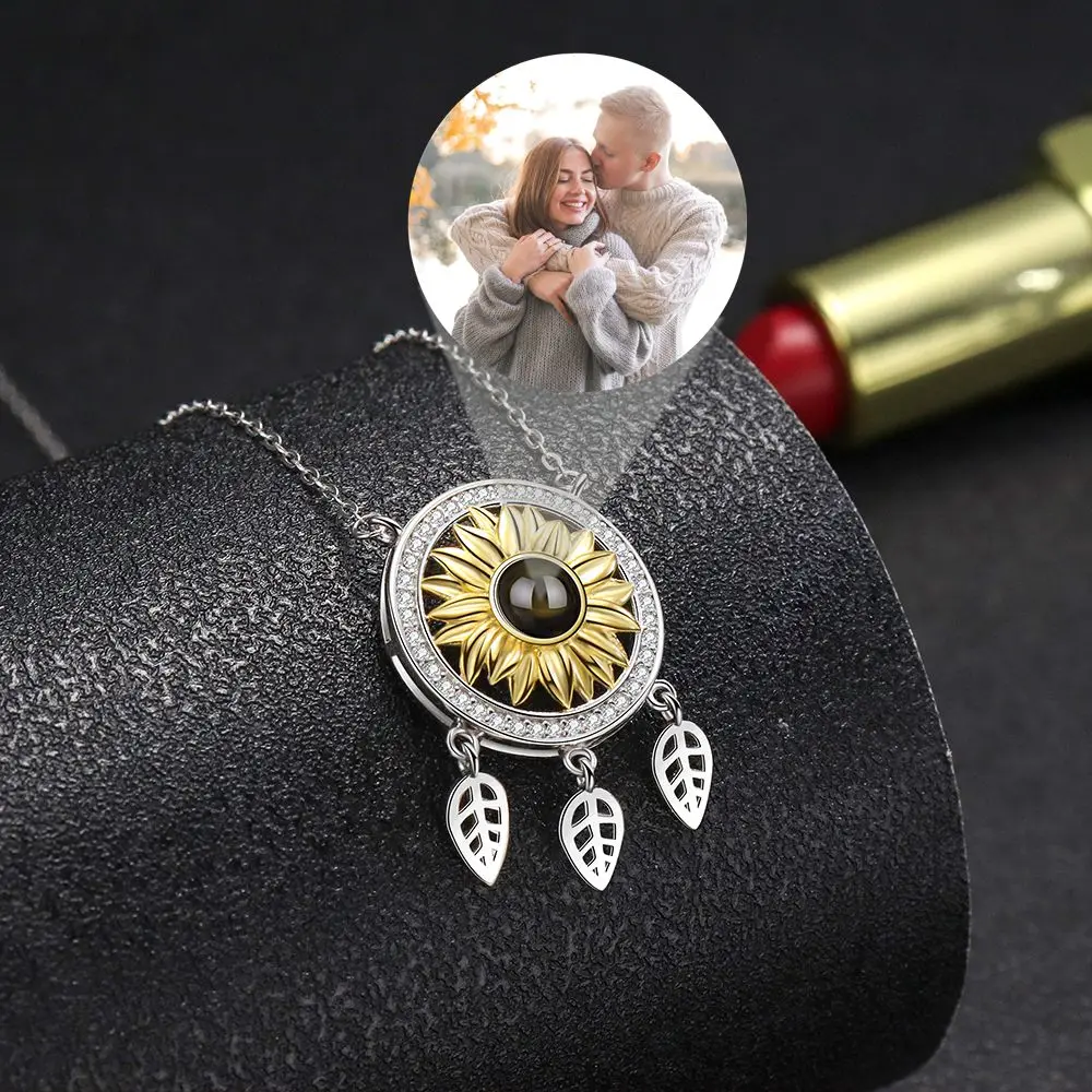 Custom Photo Necklaces S925 Silver Personalized Projection Photo Necklace for Women Mother Lover Jewelry Valentine's Day Gift
