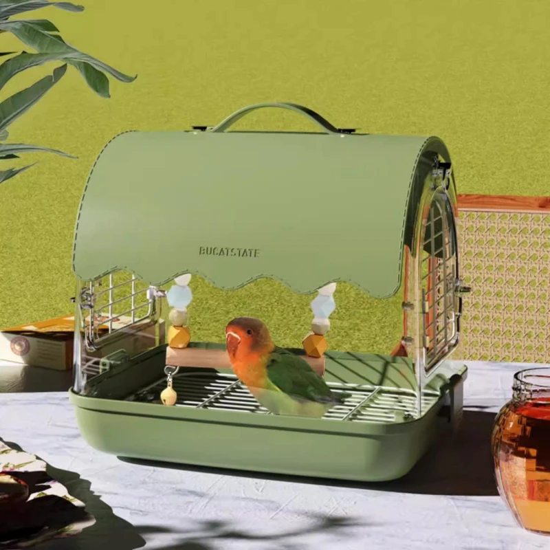 

Портативная клетка для птиц для путешествий, просторная переноска для попугаев и маленьких птиц, вентилируемая уличная клетка с защитой от побега с замком