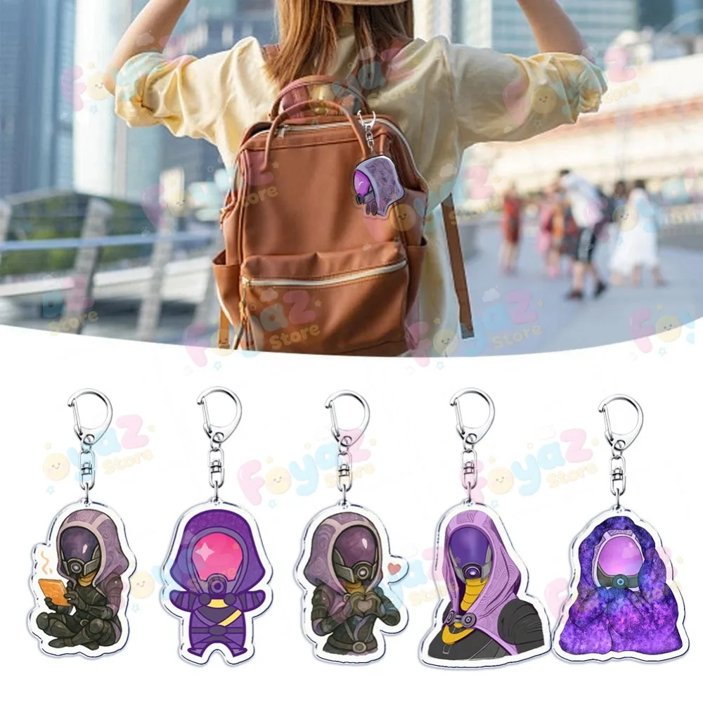 لعبة كتلة تأثير المفاتيح اكسسوارات حقيبة سيارة السحر Tali Zorah Garrus Vakarian سيارة Keyrings مجوهرات المشجعين الأصدقاء هدية #6