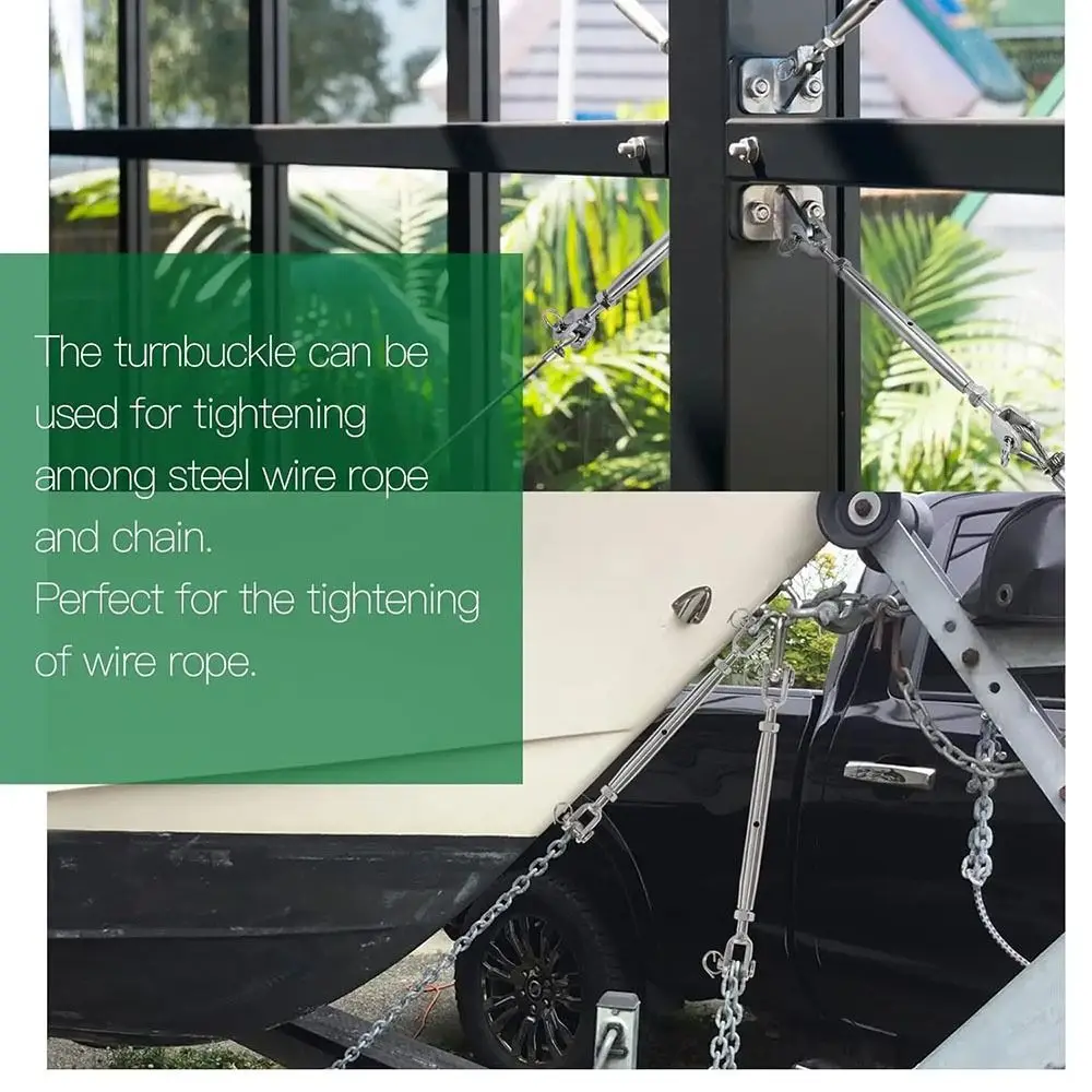 1Pcs M5-M24 Closed Body Turnbuckle Silver Closed Body Rigging Screw Rust Resistant Jaw Jaw Wire Rope Tensioner