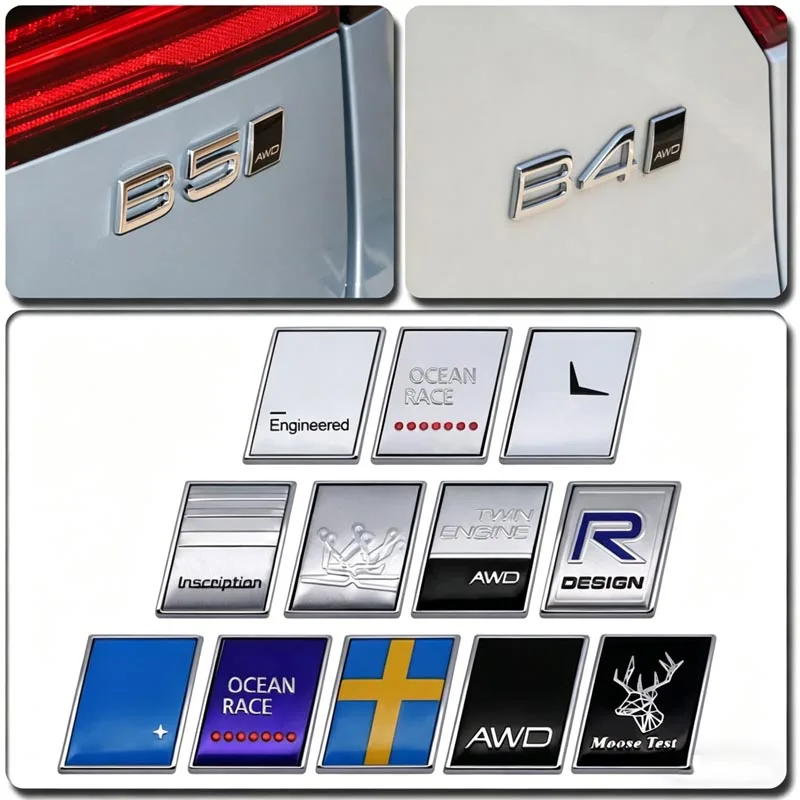 

For Volvo S80 S60 S90 XC90 XC60 V40 V90 V60 D2 D5 T5 T6 T8 3D Metal Car Trunk Rear Sticker AWD RDESIGN TWIN ENGINE Inscription