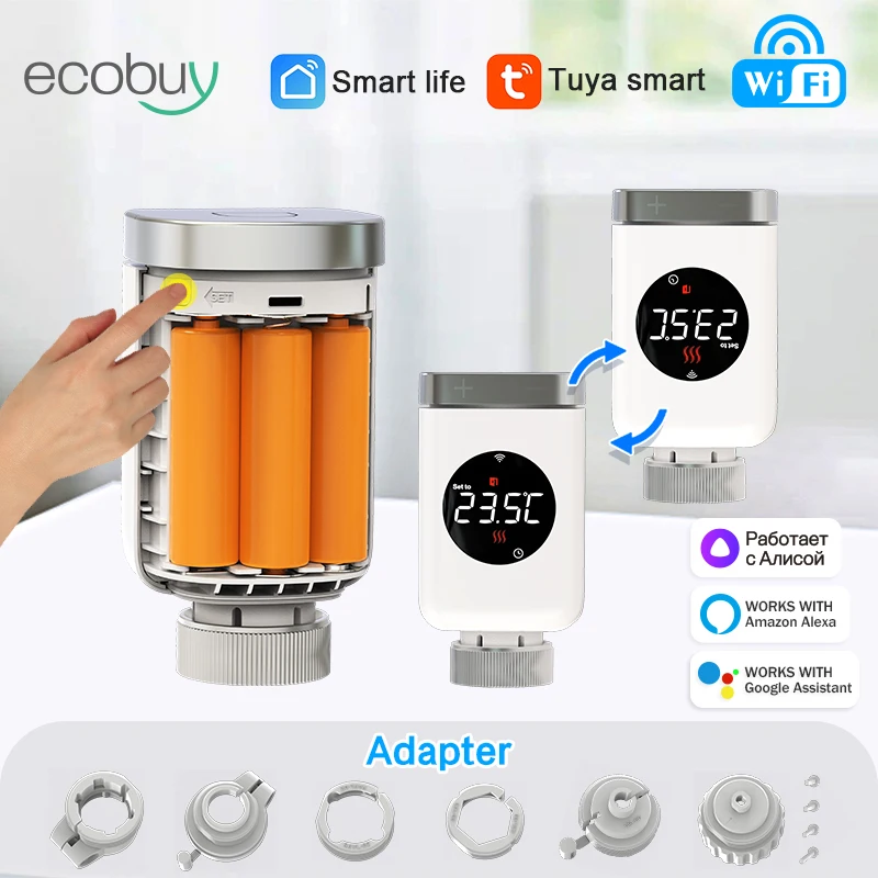 Tuya Wifi Thermostatic Head Radiator Valve Actuator TRV Smart Home Thermostat Water Heater Smart Life Alexa Google Home Alice