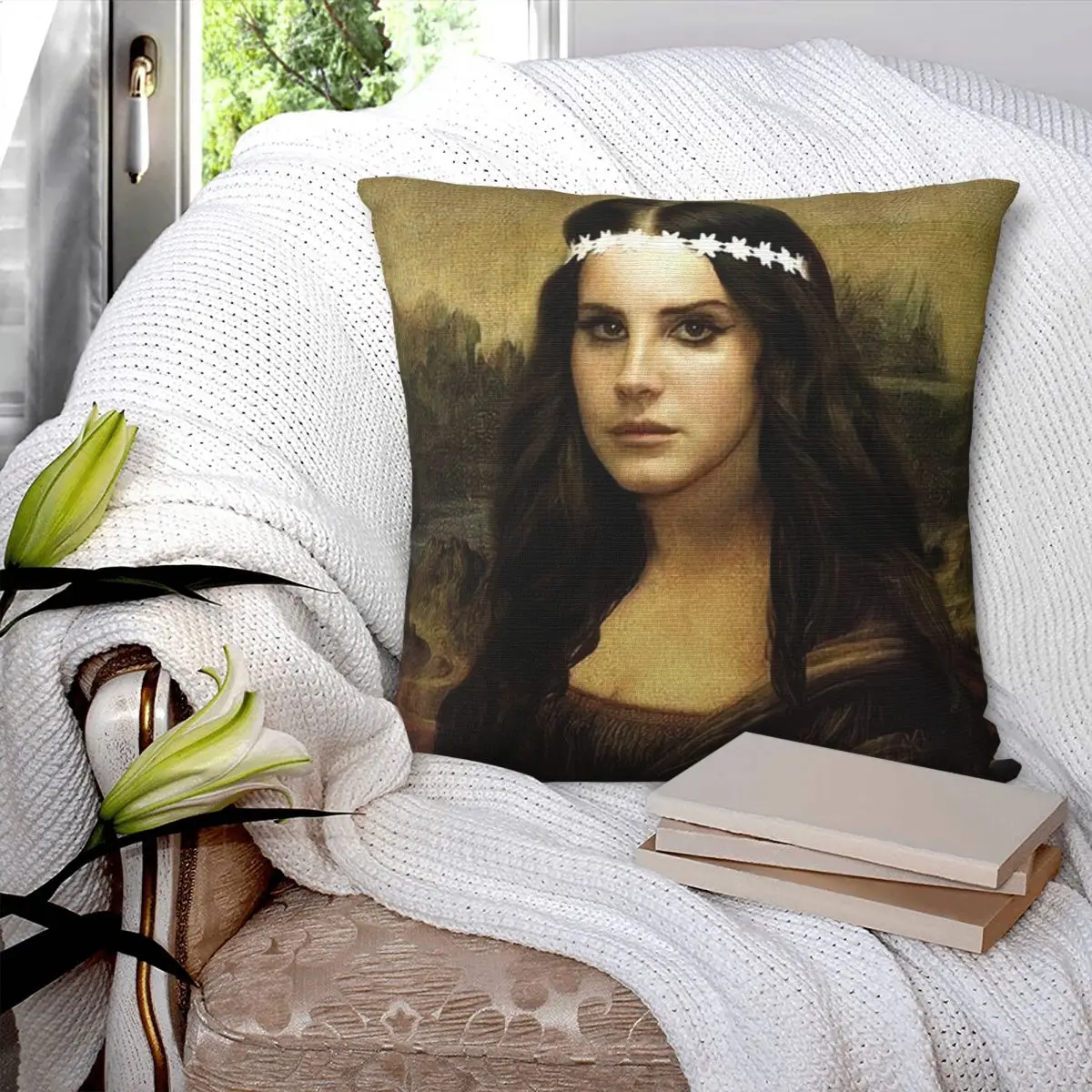 Beauty Mona Lana Lisa Pillowcase Printed Fabric Cushion Cover Decorations Lana Del Ray Pillow Case Cover Home Zippered 40X40cm