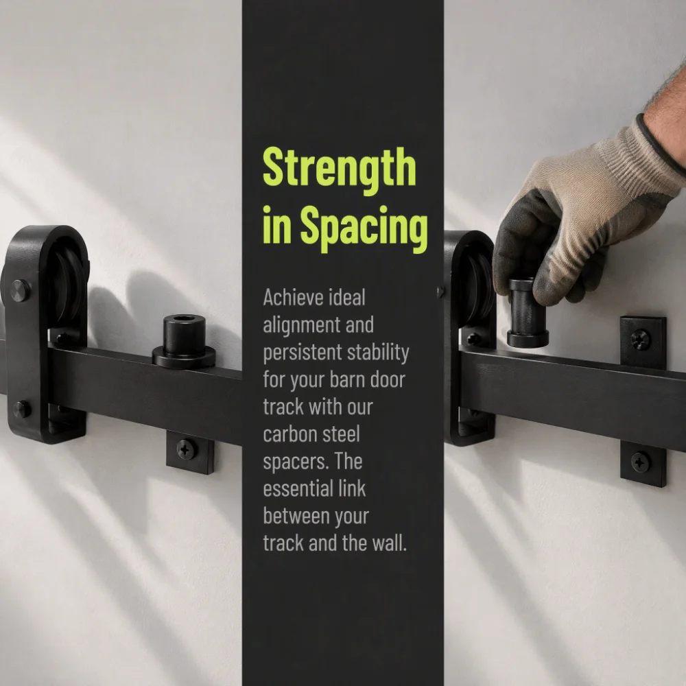 4pcs Precision Carbon Steel Barn Door Spacers Black Easy Install Sliding Door Hardware Wall Track Spacers Barn Door