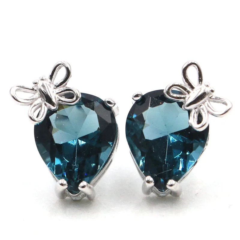 

14x10mm Butterfly 2.9g Golden Citrine Blue Aquamarine Violet Tanzanite Red Ruby Real 925 Solid Sterling Silver Stud Earrings