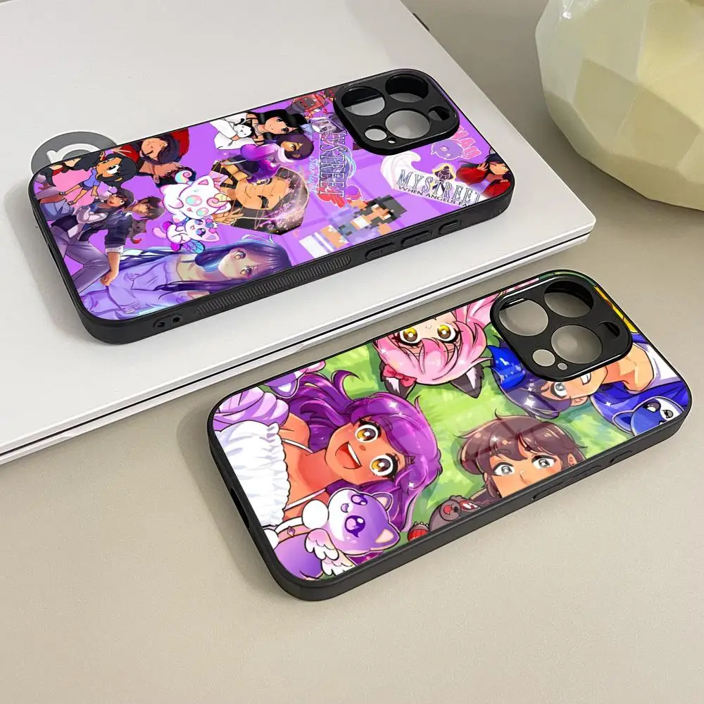 a-aphmau-meow-anime-caso-de-telefone-vidro-temperado-para-iphone-16-17-13-14-12-15-11-pro-max-plus-mini-xr-coque