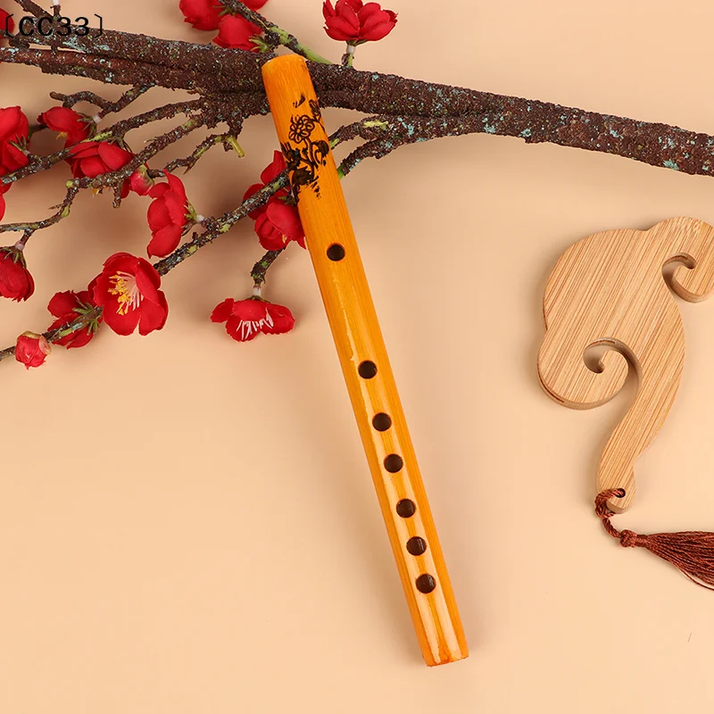 1 Stück chinesische traditionelle 6-Loch-Bambusflöte, vertikale Klarinette, Musikinstrument für Schüler, farbige Holzflöte für Anfänger〔CC33〕