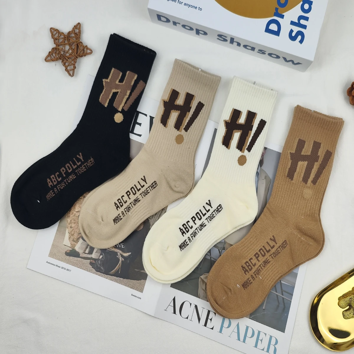 Black H Letter Lady Skateboard Tube Socks School Hipster Sleep Fashion Sweet Unisex High Long Short Trendy Cool Stuff New in