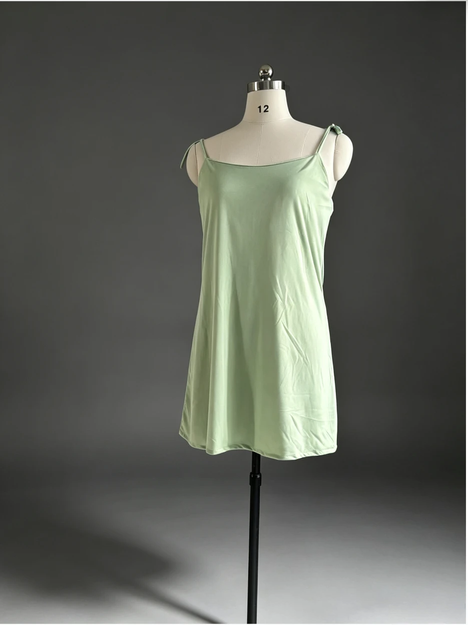 Women's Spaghetti Strap Mini Slip Dress Tie Shoulder Sleeveless A Line Short Dress Custom Color