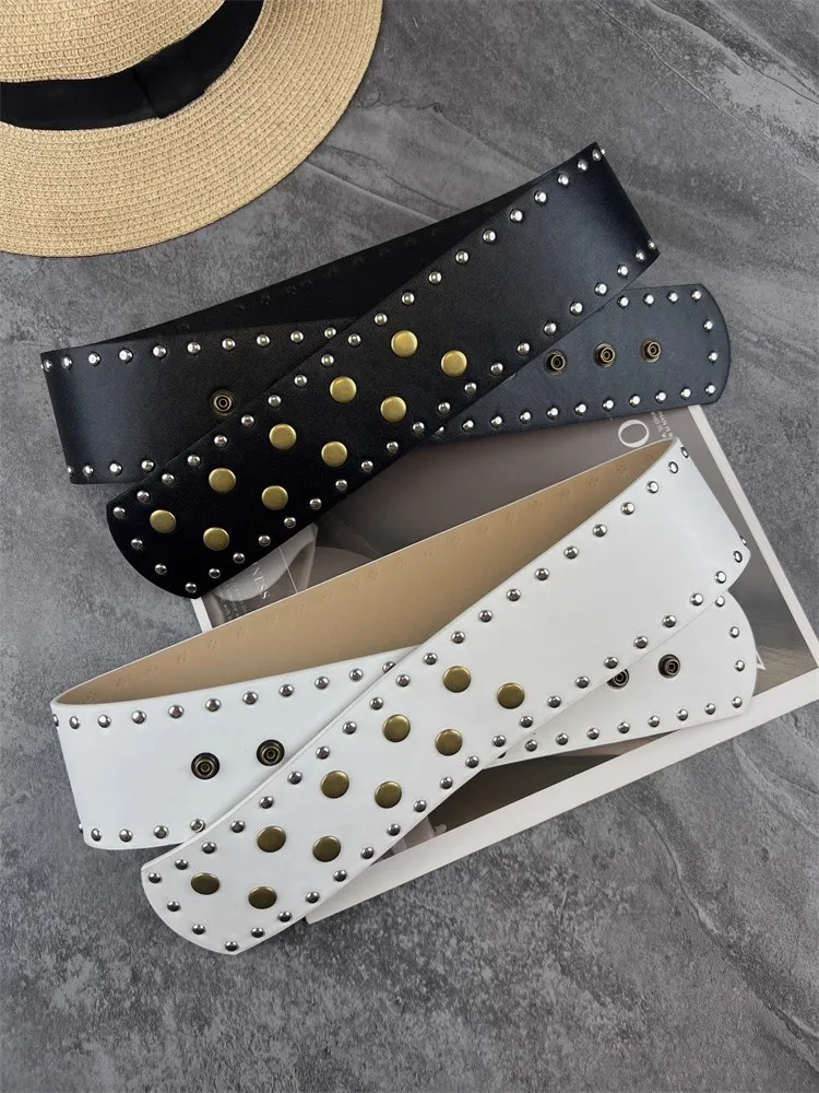 الرجال النساء خمر برشام بولي Leather الجلود الشرير مشد الإناث Cummerbund معطف حزام فستان Decration حزام عريض J1694