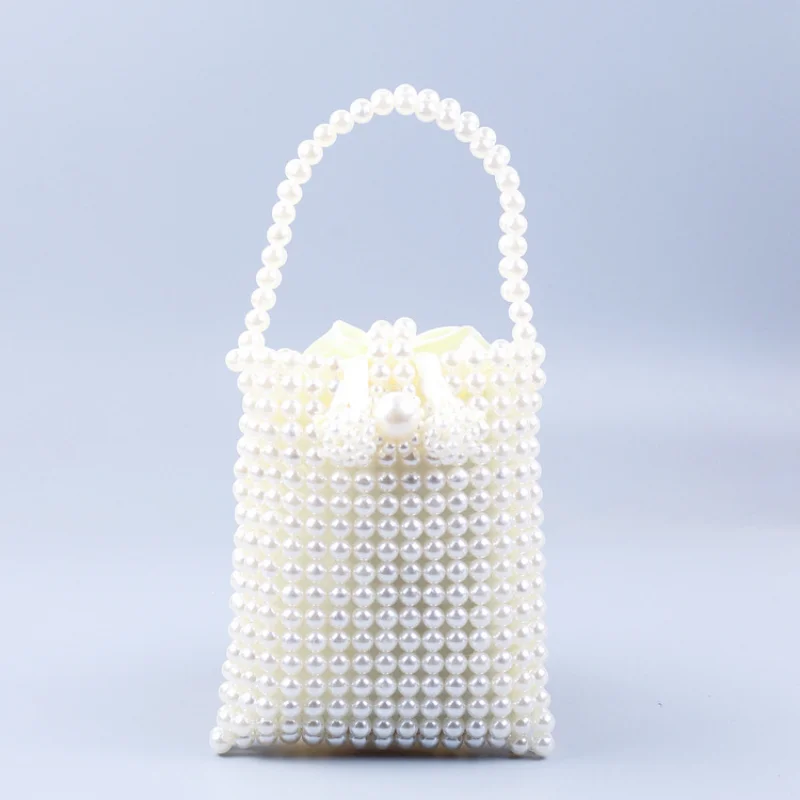 

Vintage French Mini Pearl Handmade Beaded Bag for Women Luxury Design Sweet Girls Small Handbag Female Evening Bag Party Wedding