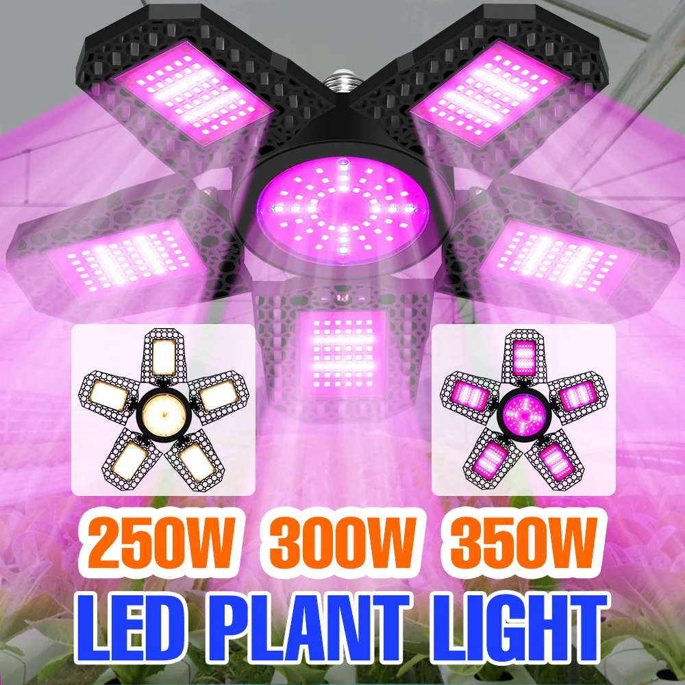 

Светодиодная лампа для растений 350W E27, полный спектр, складная, для гидропоники, теплиц, выращивания овощей в помещении