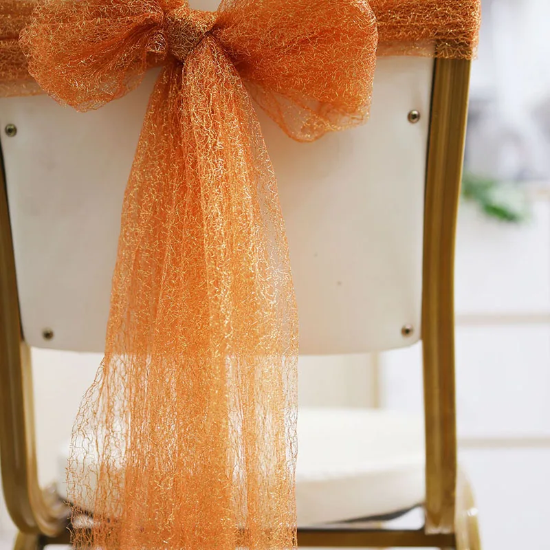4/6/12/50/100 Pcs Chair Sashes Lace Bow Tie Ribbon Sash Knot Back Belt For Hotel Banquet Country Wedding Party Event Decoration