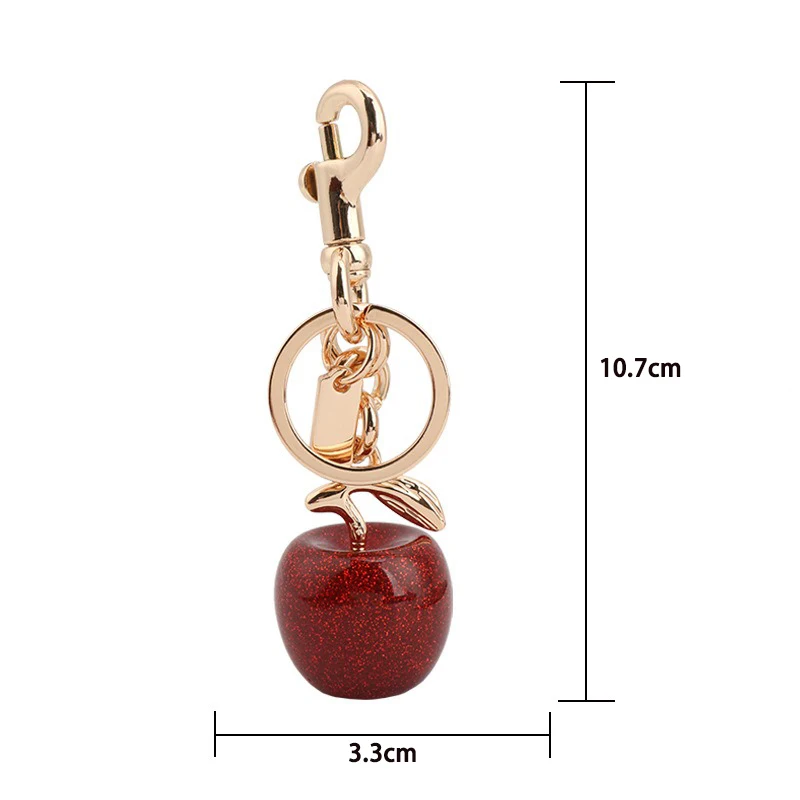 EverToner Fashion Apple Charm Handbag Pendant Keychain for Women Exquisite Crystal Apple Bag Accessories High-Grade Keyring