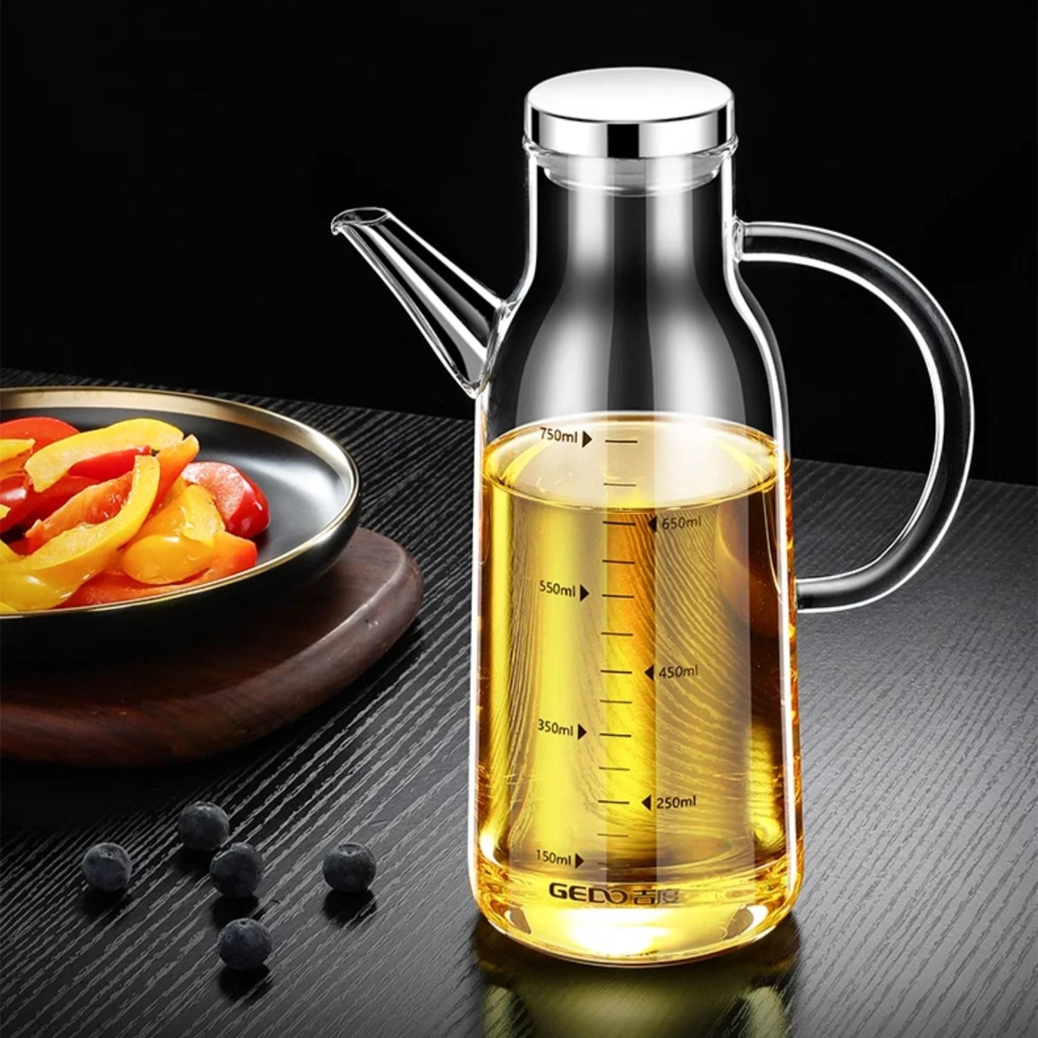 LFGB Certification Ultra Thick High-borosilicate Glass Oil Kettle Fall Resistant Soy Sauce Vinegar Container Bionic Design Spout