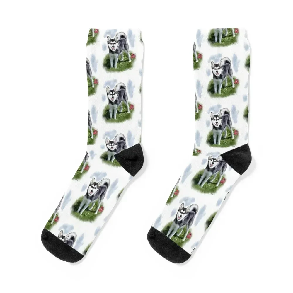Alaskan Klee Kai Dog Lovers Art Socks cute sheer Rugby Toe sports Socks Woman Men's