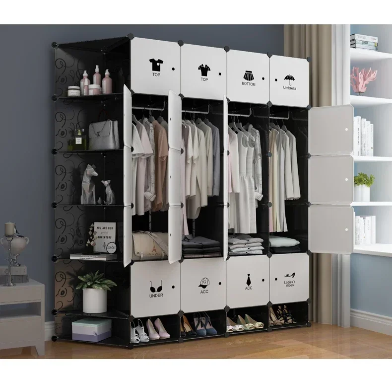 

For Portable Closets Storage Wardrobes Organizer Plastic Folding Clothing Rack Cabinet Organizer Wordrobe Cabin Salon Furniture