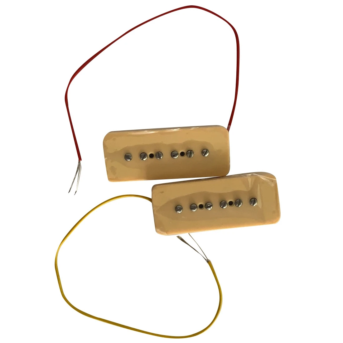 

YHVC-Alnico V Alnico 5 Single Coil Soapbar P90 Neck Bridge Pickup 50/52mm Metal Braided Wire Fit Electric Guitar