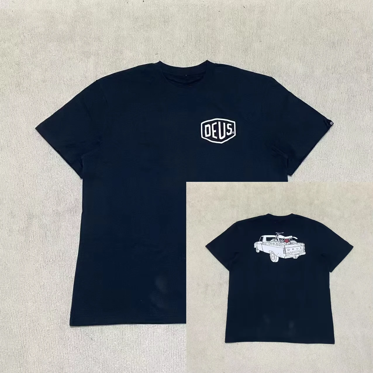 

DEUS Truck Printing Heavy Washed Retro T-shirt Men Tshirt Printing Short Sleeve High Design Luxury Brand Versatile Loose Version