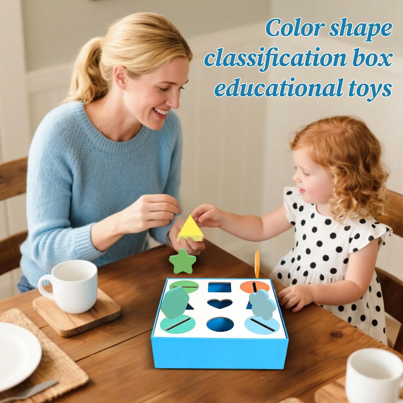 Jouet de tri de formes, boîte de tri de couleurs et de formes en bois à 9 fentes, Puzzle interactif, jouet de tri pour l'intérieur de la maison, la maternelle et l'école maternelle