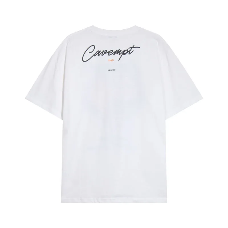 Japanese Style CAVEMPT Sunset Seagull Beach Print Short Sleeved Men's Women's High-quality Pure Cotton Breathable Casual T-shirt