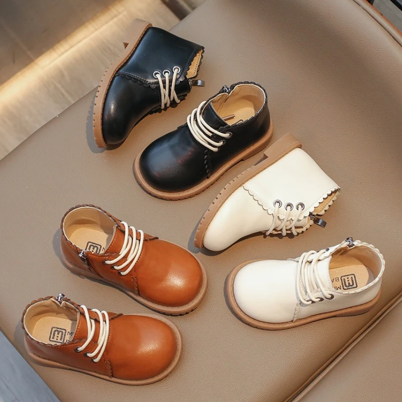 

Детские туфли для отдыха, весна-осень, новые туфли на плоской подошве в британском стиле, модные детские слипоны, мужские и женские универсальные кожаные туфли
