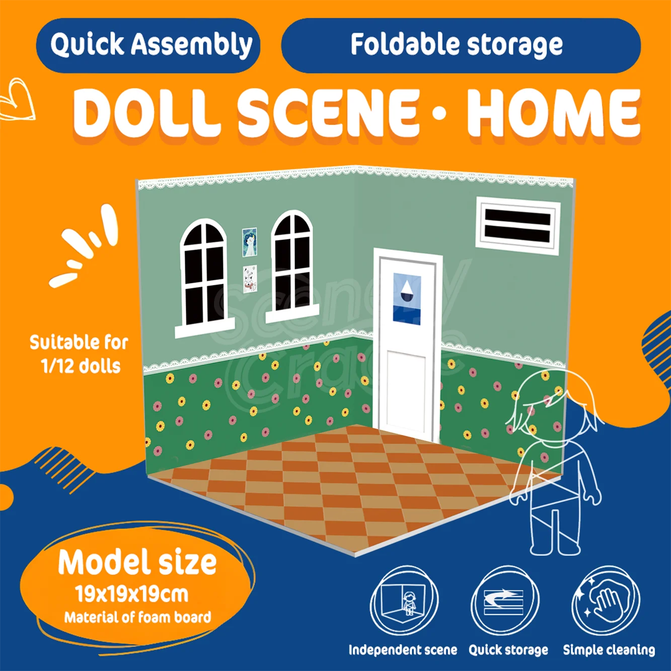 بولي كلوريد الفينيل صندوق أعمى الشكل الدعائم لعبة دمية عرض المشهد بقعة لتقوم بها بنفسك المقصورة نموذج لوحة خلفية للتماثيل القابلة للجمع