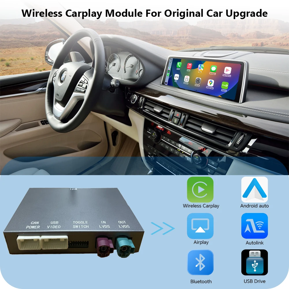 AUTOTOP Wireless CarPlay Android Auto Decoding Box For BMW NBT System X1 X3 X5 X6 F25 F26 F48 F10 F30 F25 F20 F21 F31 F35 F15