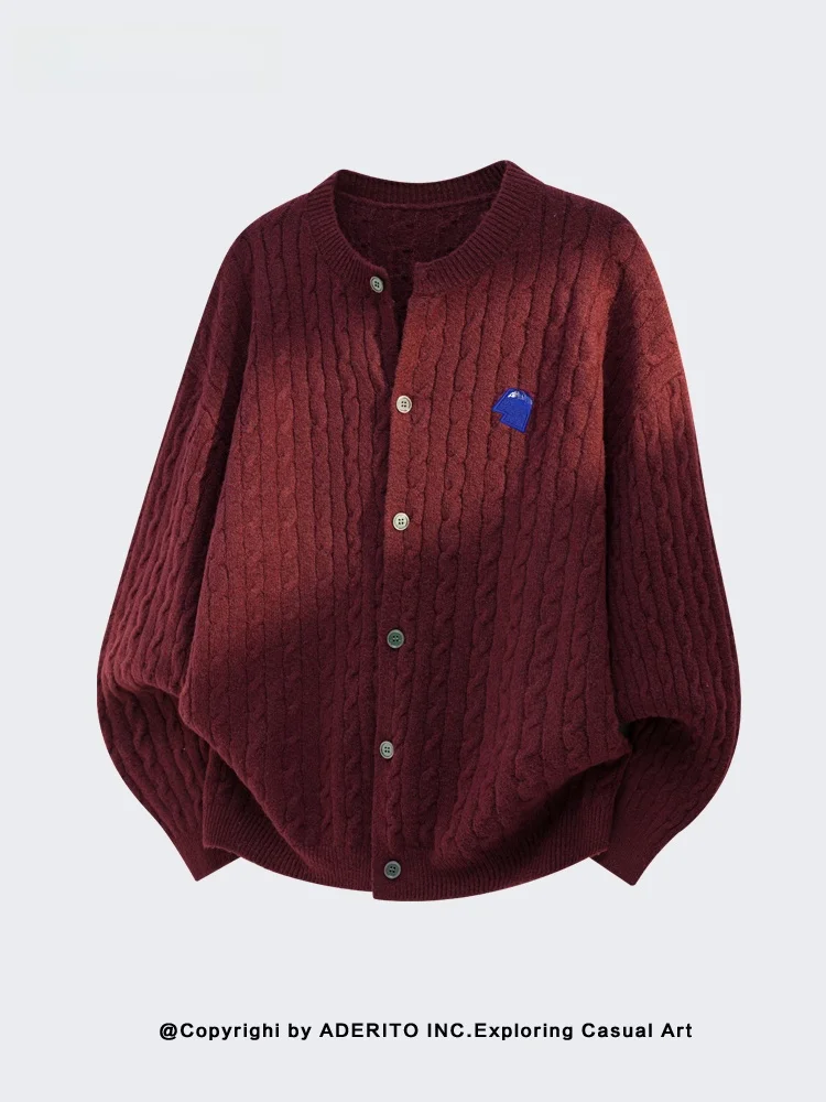 

Casual Knitted Open Cardigan Sweater Loose Fit Men's Winter New Sle Couple's Clothing Polyester Fiber Long Sve round Ne