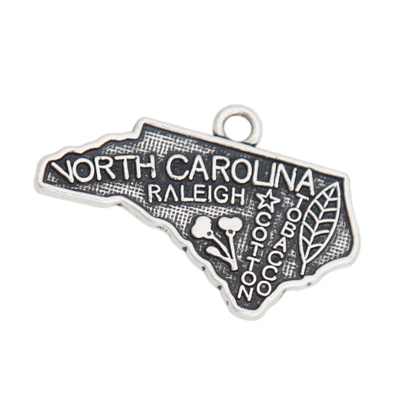 

Fashion Double Side North Carolina State Alloy Map Charms 16*25mm 50pcs AAC604