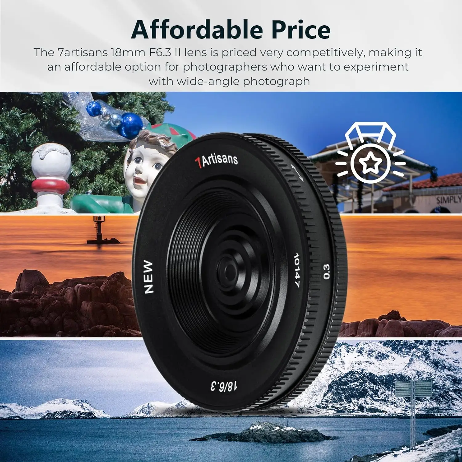 7artisans 18mm F6.3 Mark II UFO Lens, Compatible with Fuji X-Mount Mirrorless Cameras X-A3 X-A5 X-A7 X-Ｍ1 X-Ｍ2 X-Ｈ1 X-T1 X-T10