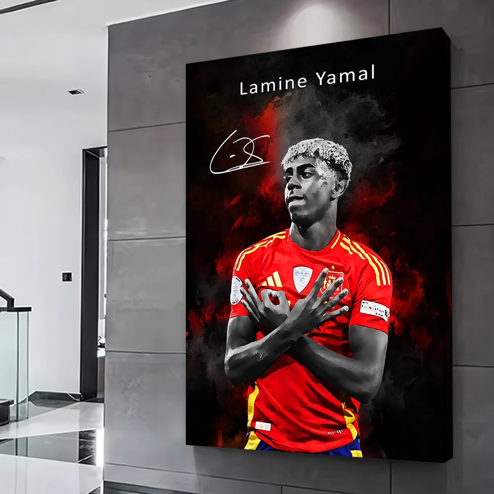 Lamine Yamal Portrait Poster Customizable Printed Canvas Painting for Pictures Wall Art Interior Accessories Bedroom Decoration