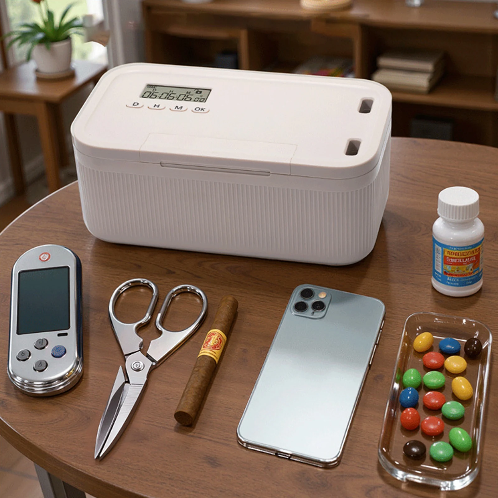 اقفال الصناديق مع مؤقت الهاتف خزانة الوقت قفل صندوق تخزين للمكتب المنزل الطب خزانة السلامة قابلة للقفل حاوية الوجبات الخفيفة الغذائية