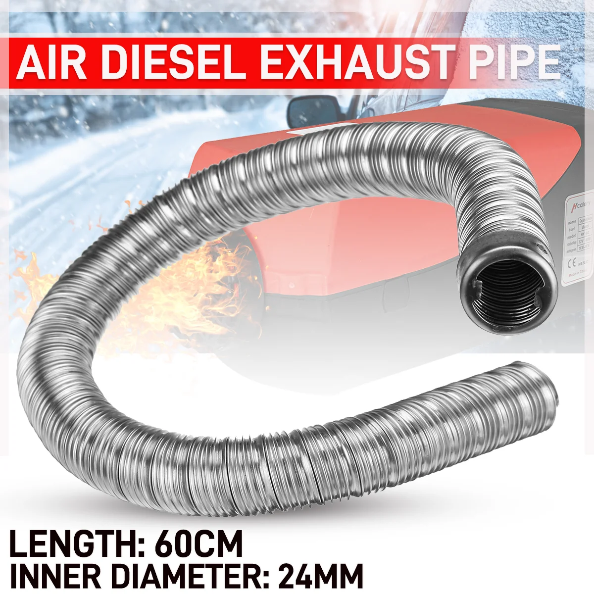 24mm Dual-layer 60cm Car Heater Exhaust Pipe Air Diesel Parking Heater Exhaust Hose Line Stainless Steel For Webasto