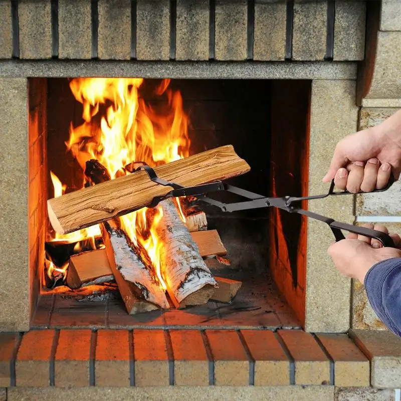 Heavy Duty Fire Tongs Log Grabber For Thick Logs Rust Resistant Outdoor Campfire Fireplace Tongs For Bonfire