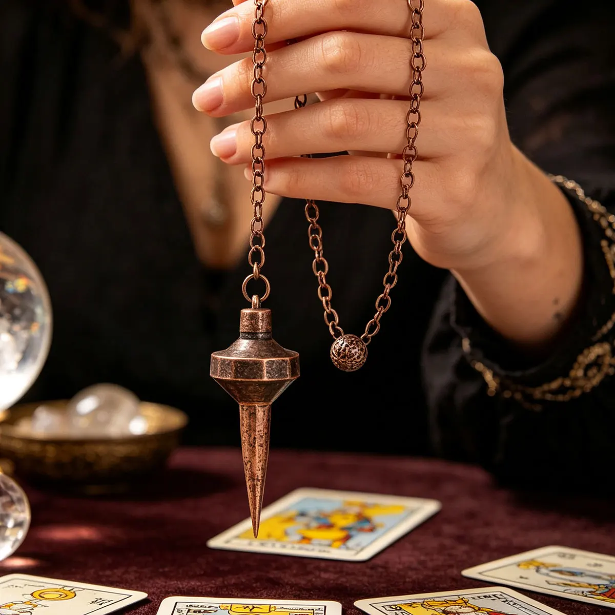 pendulos para adivinacion profesional de Cobre Antiguo para Adivinación, Reiki, Punta Cónica, Colgante Metálico Radiestesia, Herramienta Wicca, Espiritual, Retro, péndulo testigo esotericos esoterismo radioestesia X406