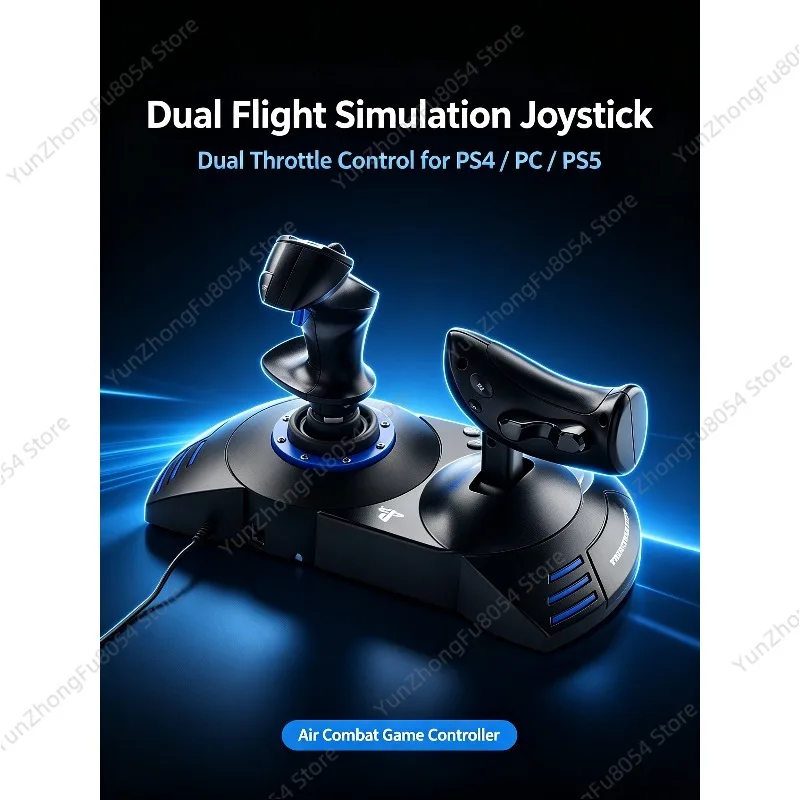 Dual Lever Flight Simulator Joystick, Dual Throttle Control Stick for Air Combat Game, Fit for PS4 PS5 PC Computer