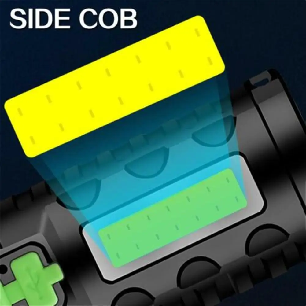 99000LM LED Flashlight 4 Modes Solar Rechargeable led torch With Side Light Best Camping Hiking Outdoor & Emergency use Dropship