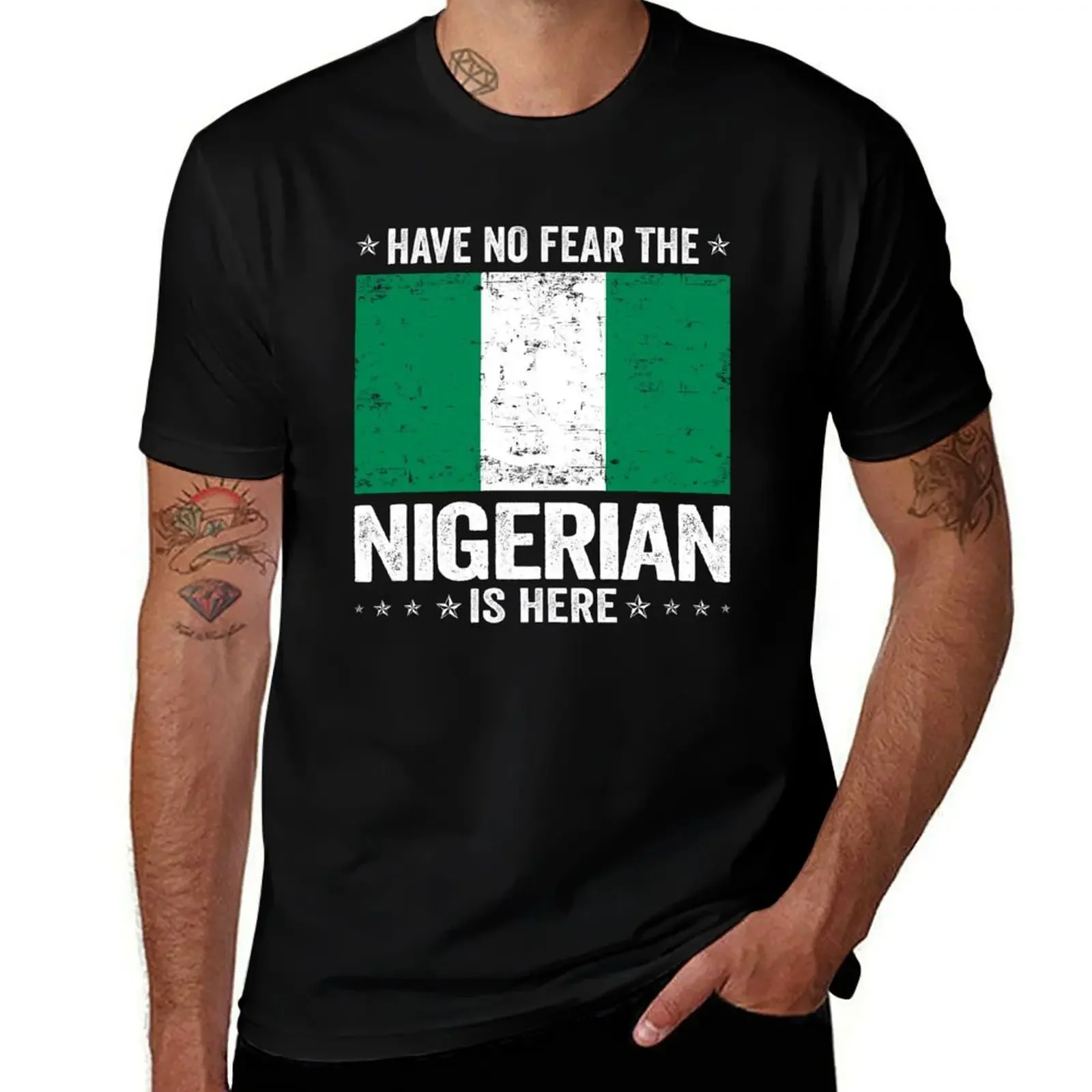 Have No Fear The Nigerian Is Here Nigeria Flag Design T-Shirt tshirts personalised cheap stuff anime clothes cotton t shirt men