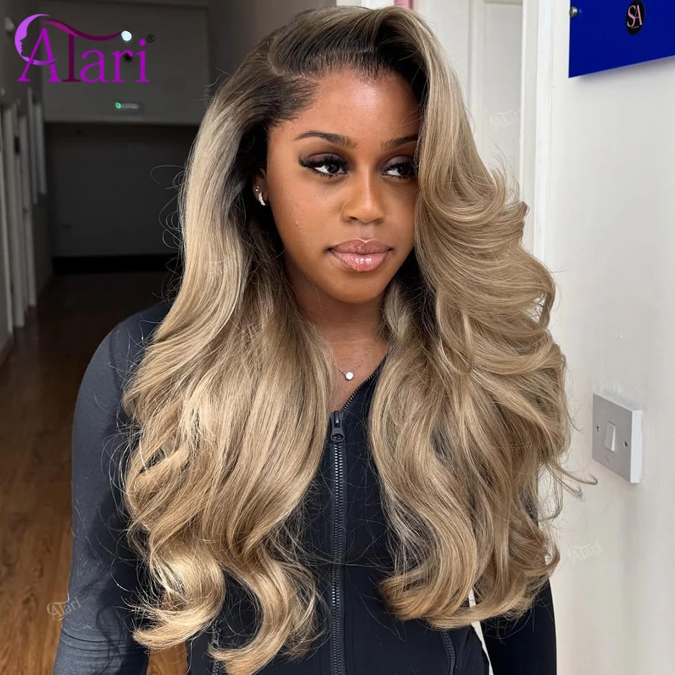 

Ombre Ash Blonde Short Roots Human Hair Wigs Transparent 13x4 13x6 Lace Frontal Body Wave Wig Pre Plucked Brazilian Hair Wig
